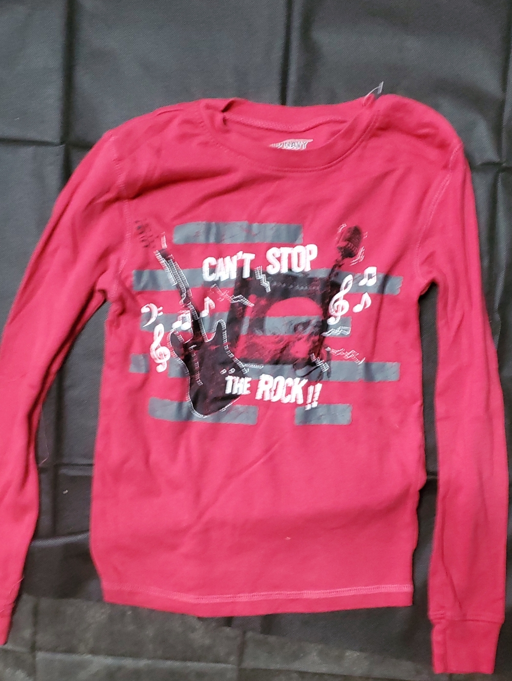 Kids Long Sleeve 'Can't Stop the Rock' Graphic Tee - Red